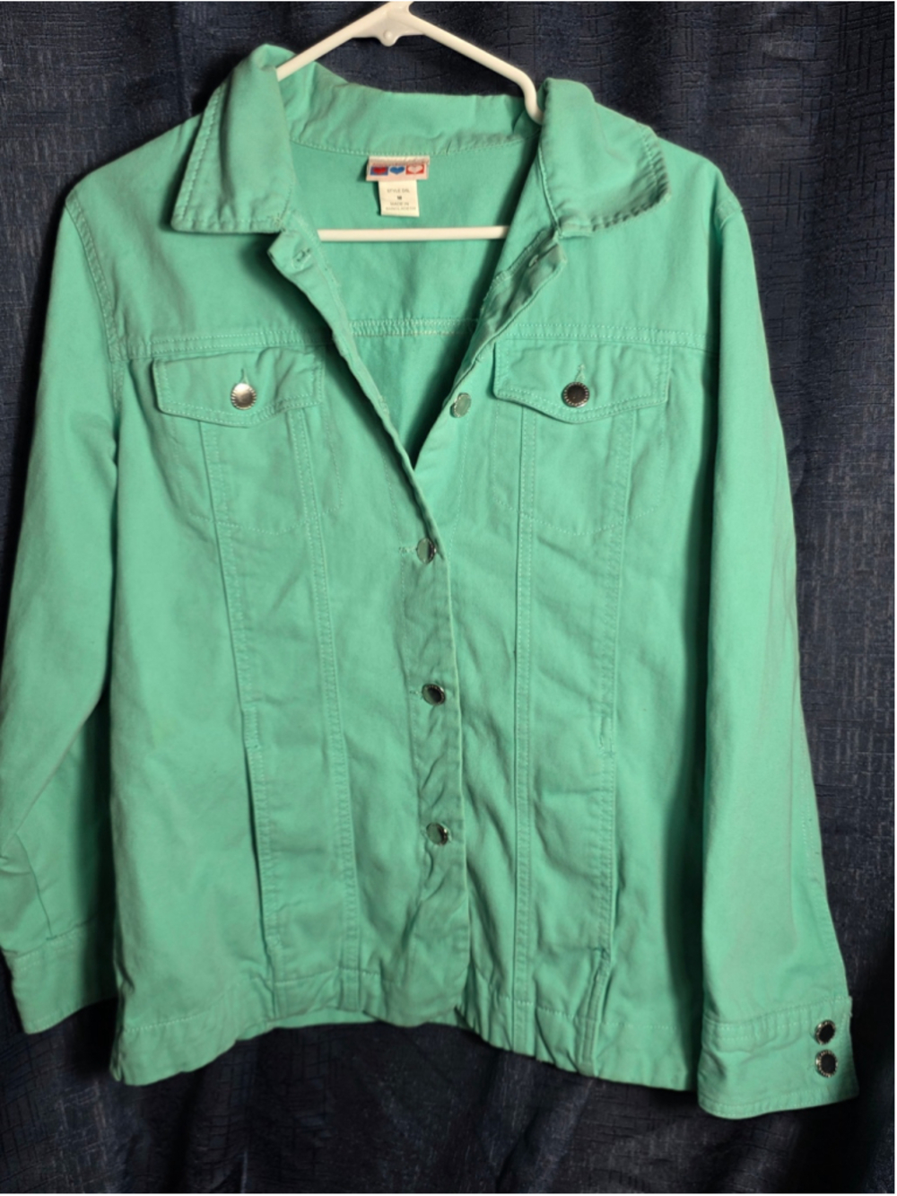 Women's American Sweetheart Green Jean Jacket Size M cottagecore grandmacore y2k - Picture 5 of 7